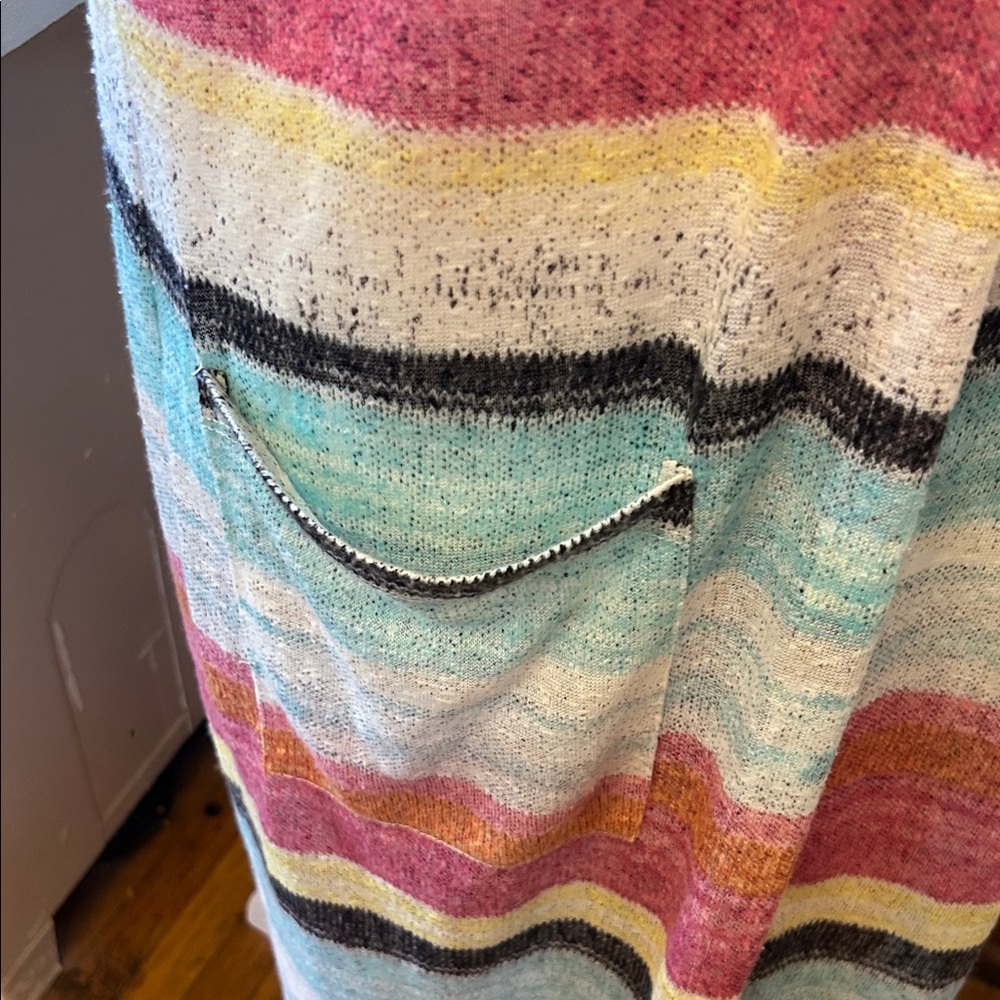 Tribals Striped Multicolor Open Front Maxi Cardigan Size L EUC - Picture 3 of 7